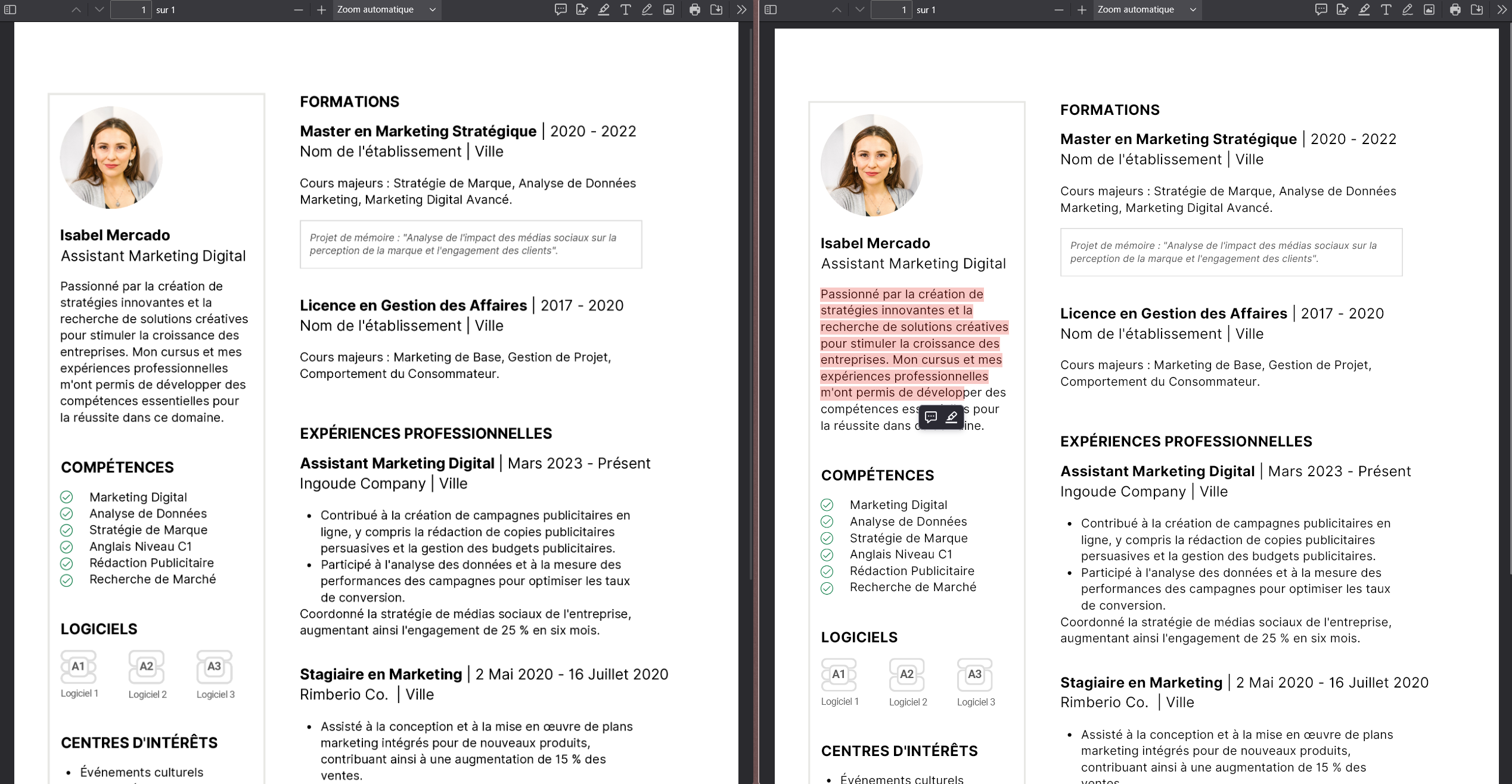 Diferencia entre un texto seleccionable y una imagen plana